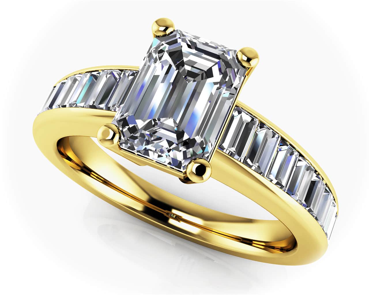Brilliant Fire Emerald And Baguette Ring Diamond with 2.32 ct. (1.50 ct. center diamond) - Image 2