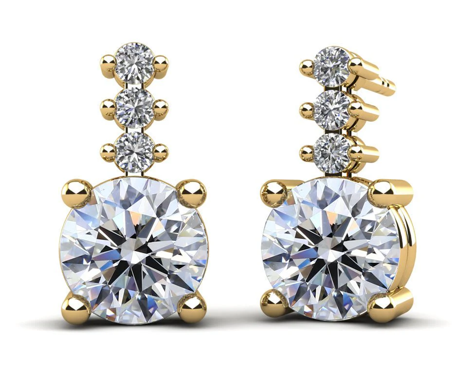 Brilliant Round Drop  Lab-Grown Diamond Earrings with 1.09 ct.(finished) 1.5mm, 5mm - Image 2