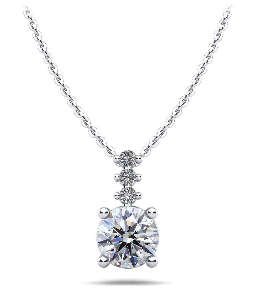 Brilliant Round Drop Lab-Grown Diamond Pendant with 1.09 ct.(finished) 1.9mm, 6.5mm