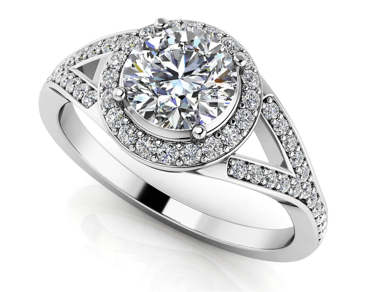 Brilliant Round Halo Lab-Grown Diamond Engagement Ring with 0.75 ct. (0.50 ct. center diamond)
