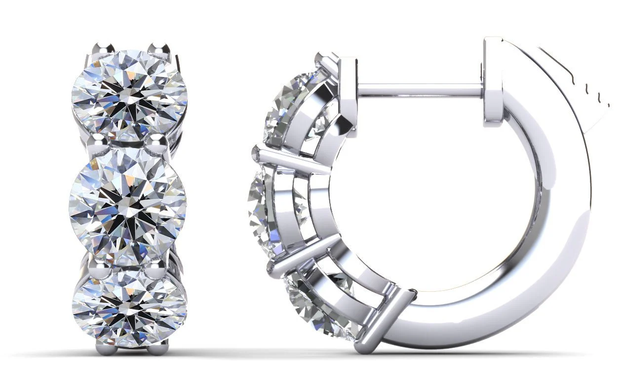 Brilliant Six Diamonds Huggie Hoops Diamond with 0.69 ct.(finished) 3.1mm
