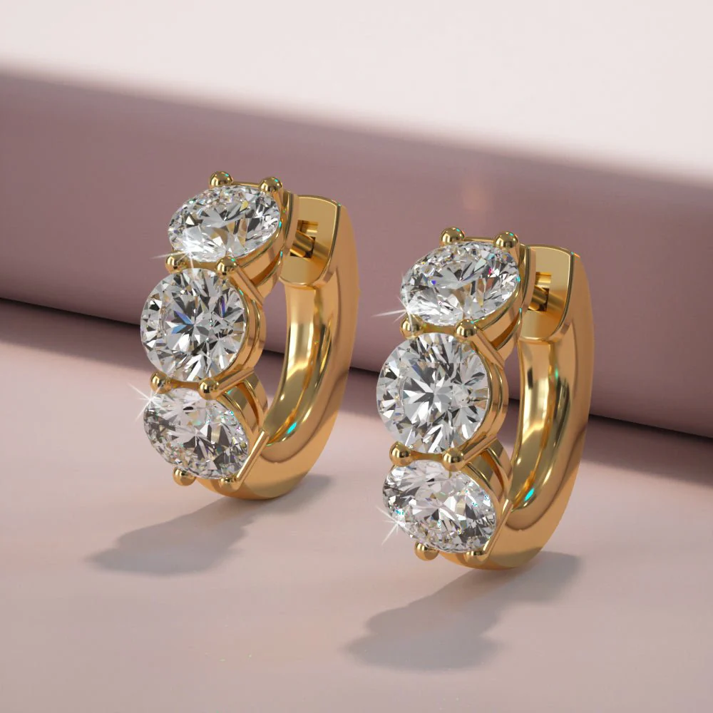 Brilliant Six Diamonds Huggie Hoops Lab-Grown Diamond  with 1.98 ct.(finished) 4.4mm - Image 4