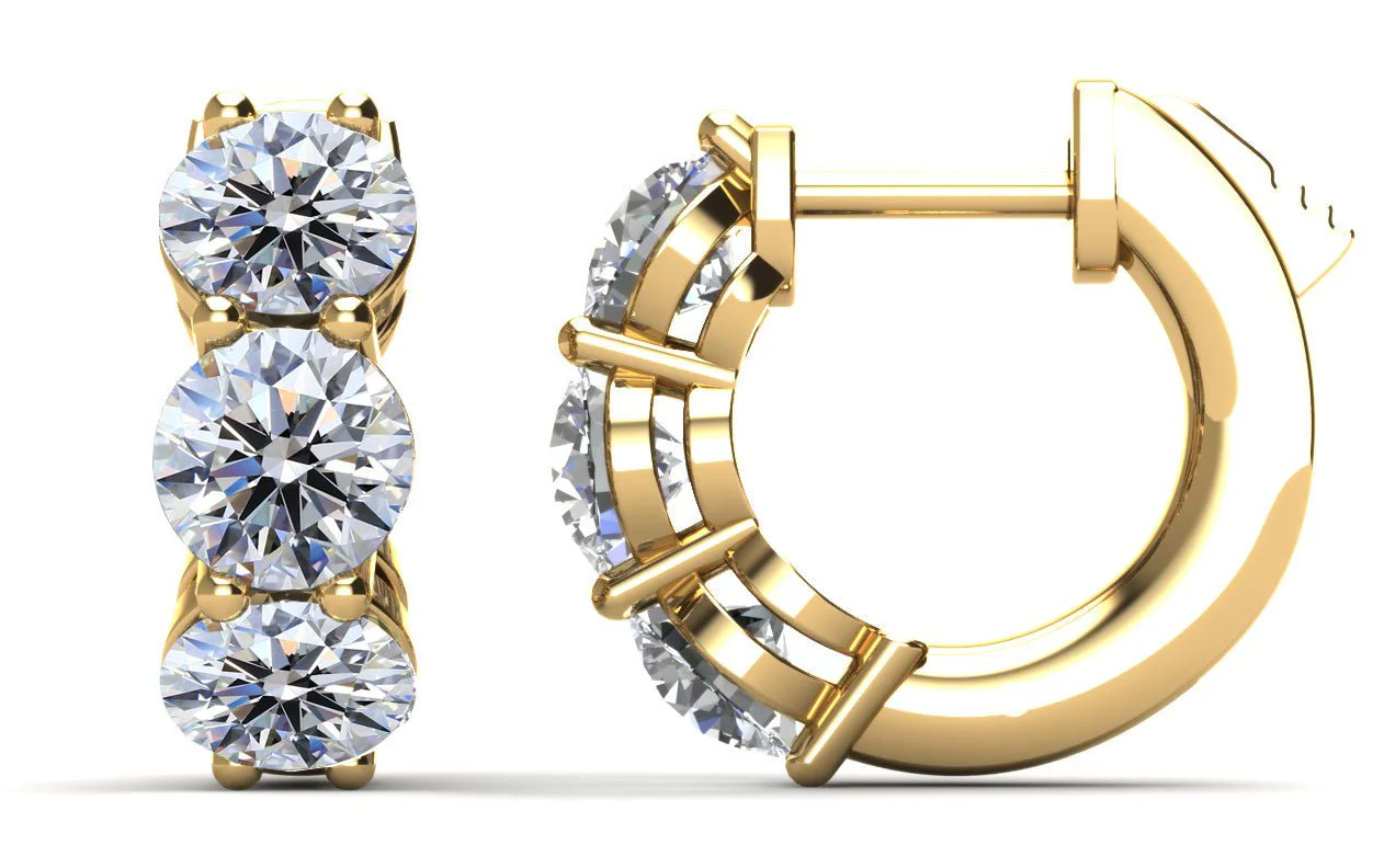 Brilliant Six Diamonds Huggie Hoops Lab-Grown Diamond  with 3.60 ct.(finished) 5.4mm - Image 2