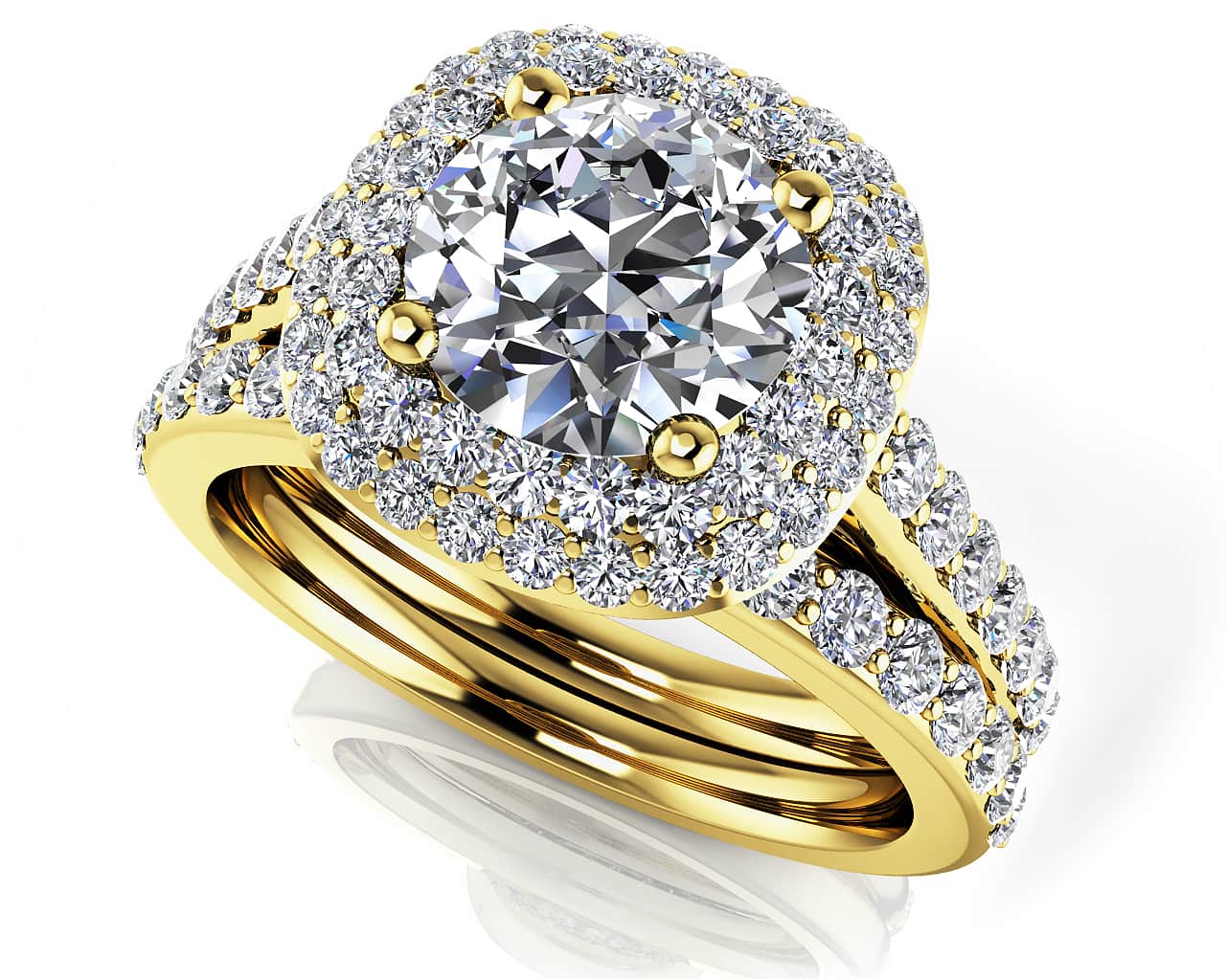Brilliant Sparkle Wedding Set Diamond  with 1.67 ct. (0.75 ct. center diamond) - Image 2