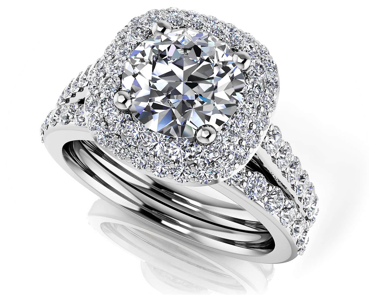 Brilliant Sparkle Wedding Set Lab-Grown Diamond with 2.14 ct. (1.25 ct. center diamond)