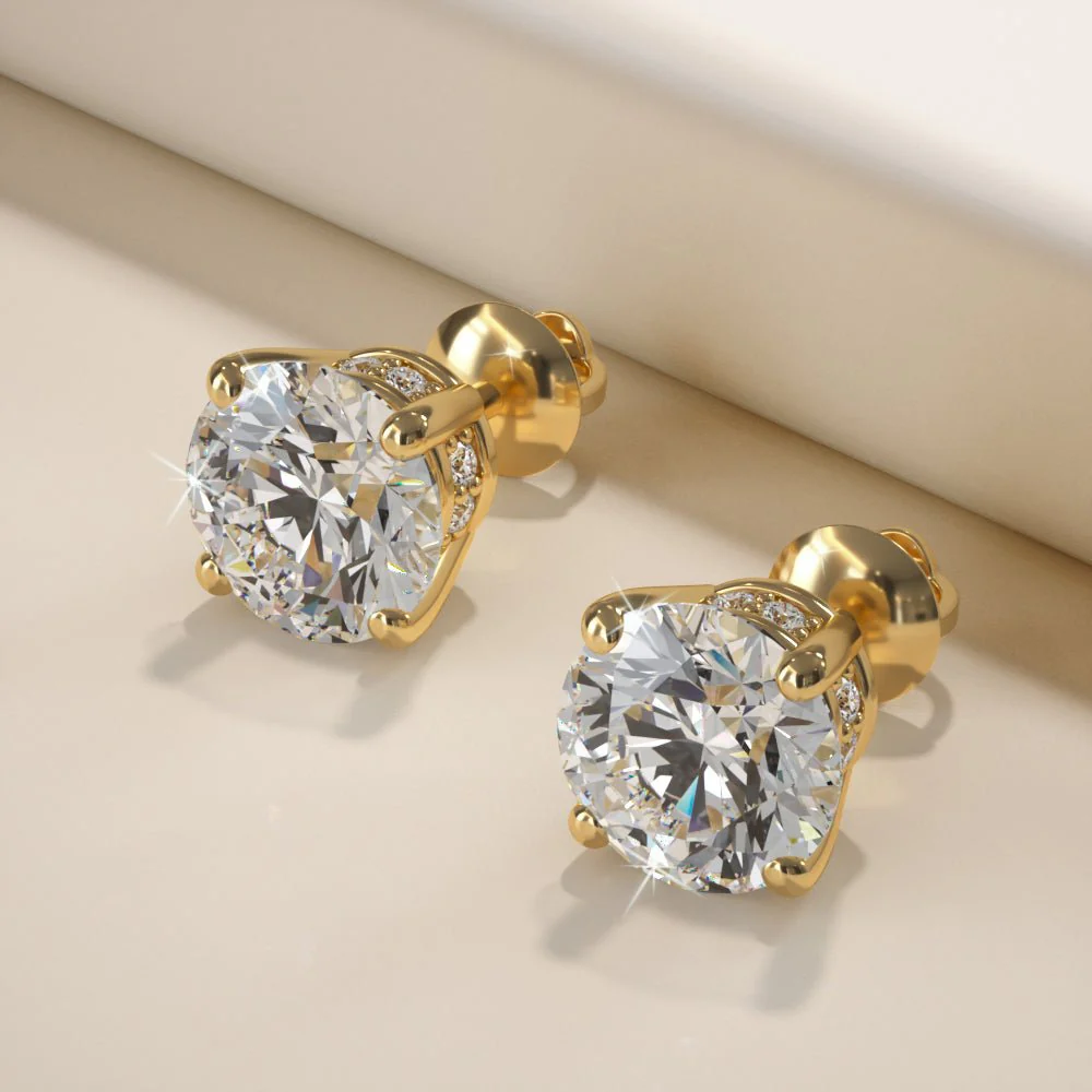Brilliant Stud Earrings with Side Diamonds Diamond with 1.04 ct. (2X0.50 ct. center diamonds) - Image 4