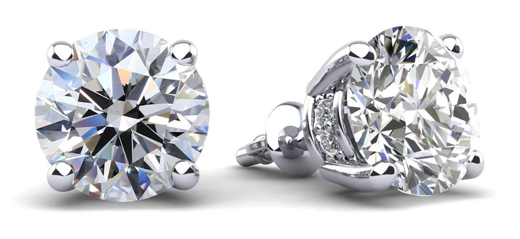 Brilliant Stud Earrings with Side Diamonds Lab-Grown Diamond with 2.11 ct. (2X1.00 ct. center diamonds)