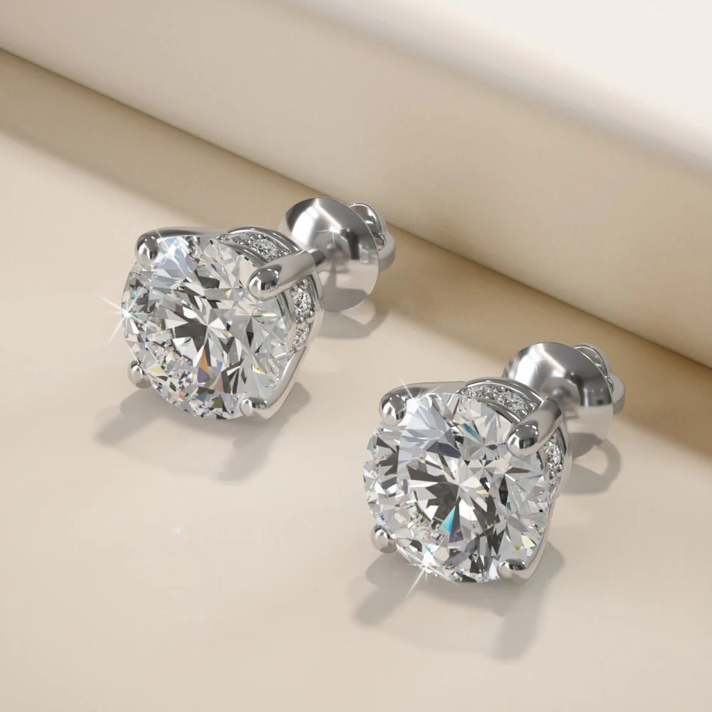 Brilliant Stud Earrings with Side Diamonds Lab-Grown Diamond with 2.11 ct. (2X1.00 ct. center diamonds) - Image 3