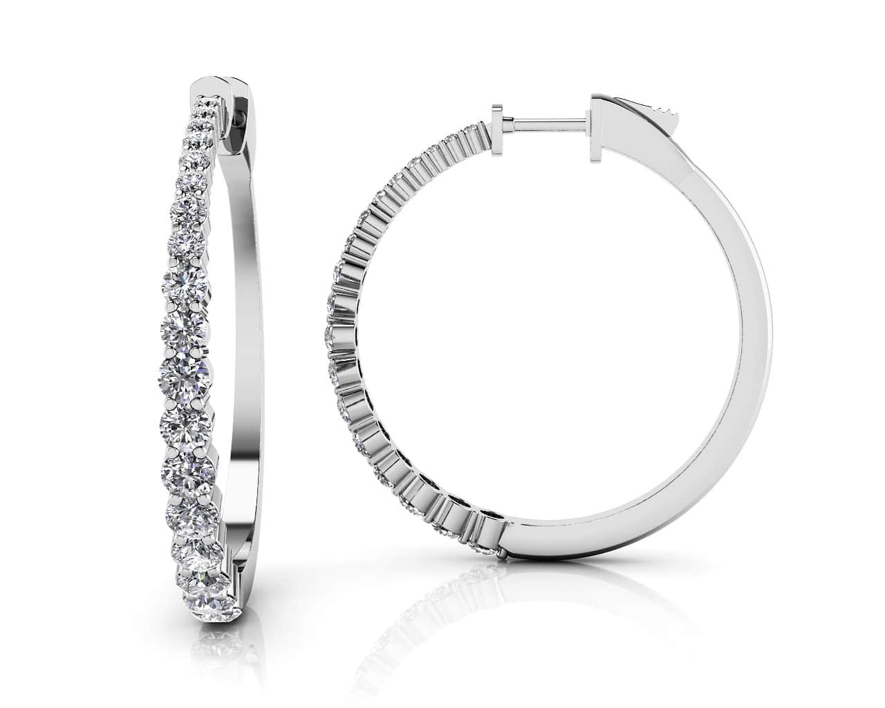 Brilliant Tapered Diamond Hoop Earrings with 2.13 ct.(finished)