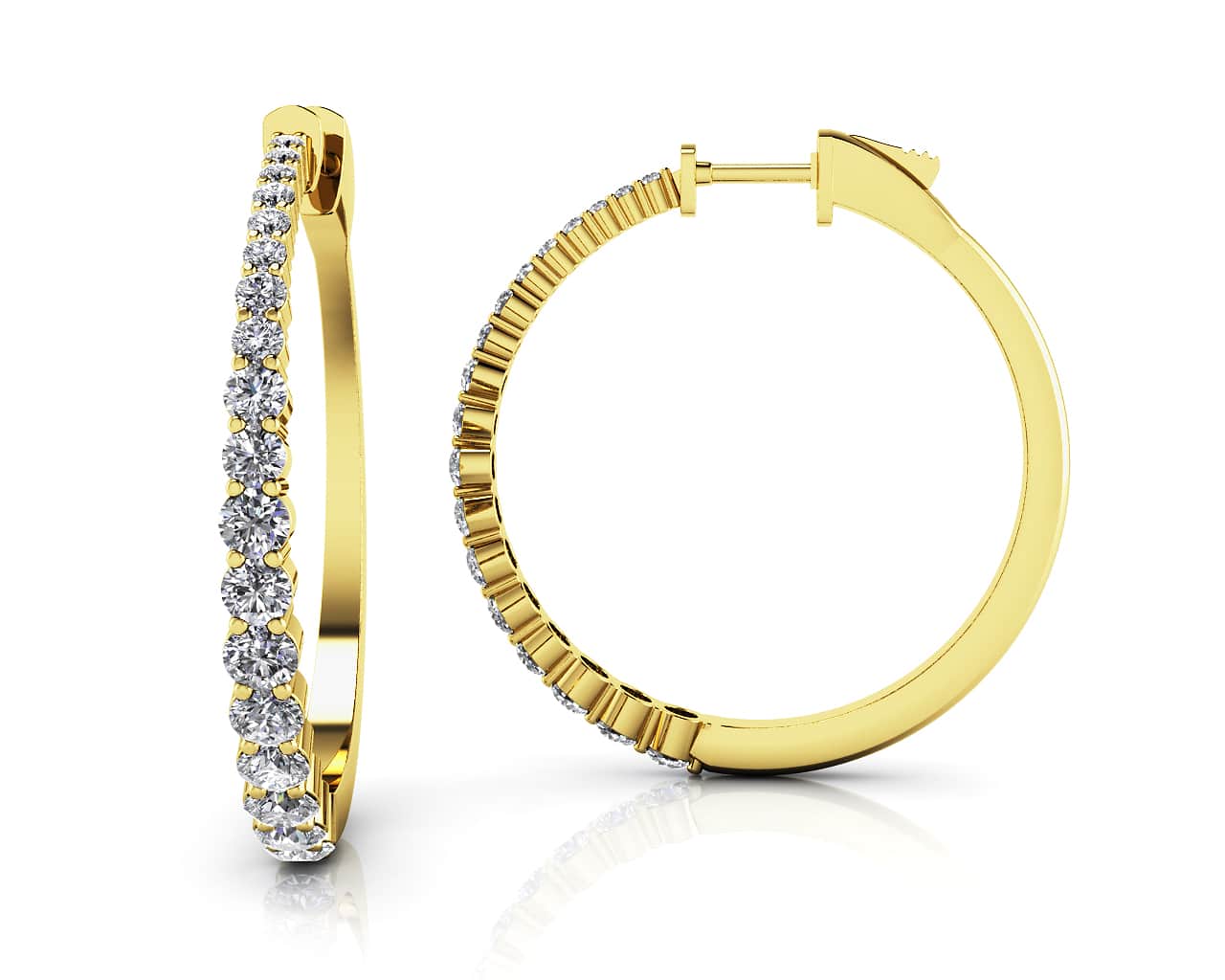 Brilliant Tapered Diamond Hoop Earrings with 2.13 ct.(finished) - Image 2