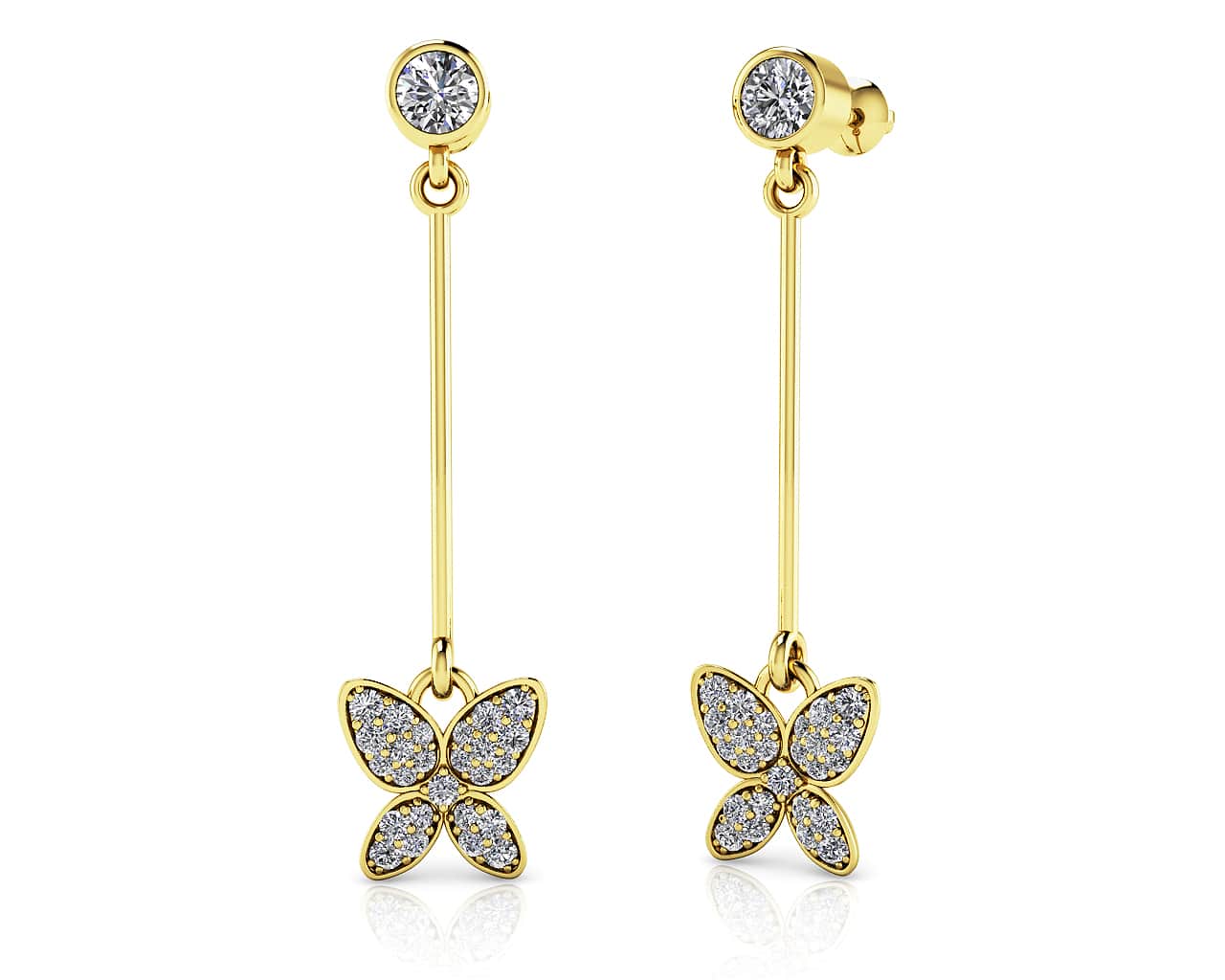 Butterfly Drop Bar Earrings Lab-Grown Diamond  with 0.56 ct.(finished) - Image 2