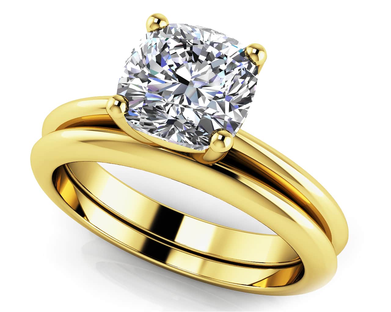 Captivating Cushion Solitaire Lab-Grown Diamond Bridal Set with 0.50 ct.(finished) 4.4mm - Image 2