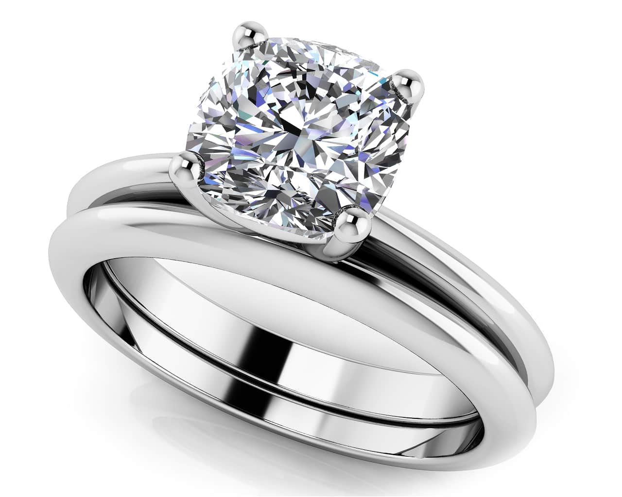 Captivating Cushion Solitaire Lab-Grown Diamond Bridal Set with 1.50 ct.(finished) 6.5mm