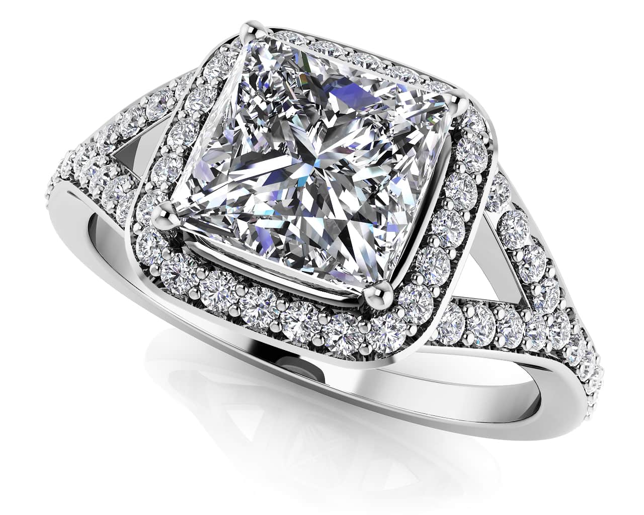 Captivating Diamond Square Frame Lab-Grown Diamond Engagement Ring with 2.25 ct. (2.00 ct. center diamond)