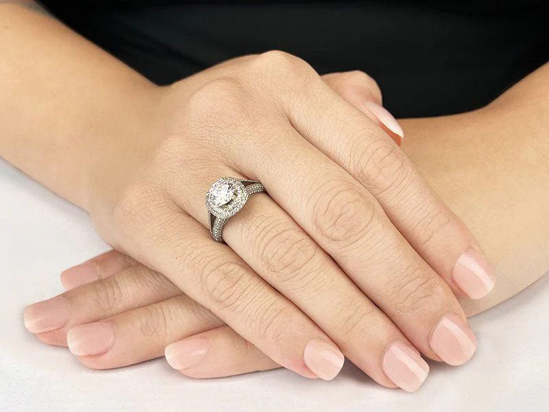 Captivating Double Halo Diamond Engagement Ring with 1.85 ct. (1.00 ct. center diamond) - Image 6
