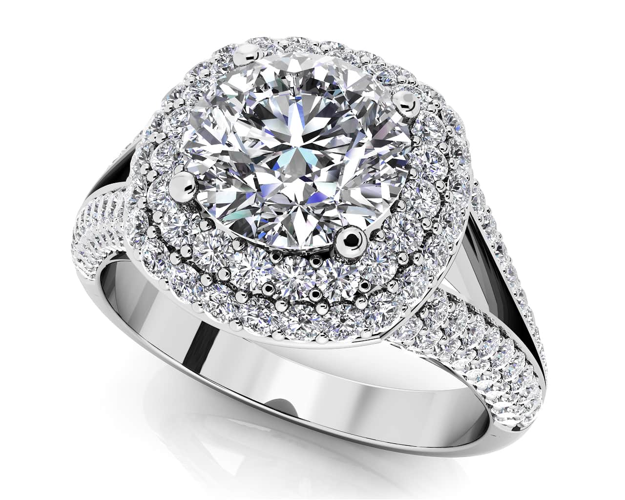Captivating Double Halo Lab-Grown Diamond Engagement Ring with 1.60 ct. (0.75 ct. center diamond)