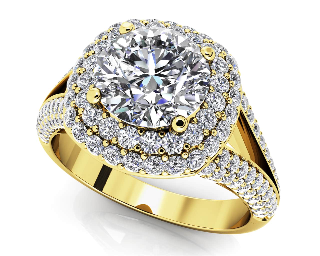 Captivating Double Halo Lab-Grown Diamond Engagement Ring with 2.12 ct. (1.25 ct. center diamond) - Image 2