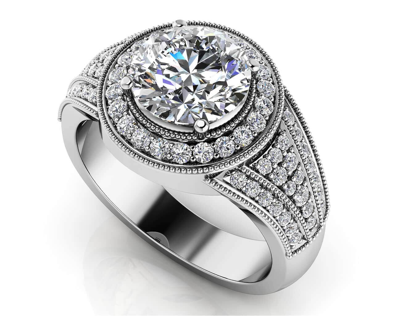 Cascading Lab-Grown Diamond Engagement Ring with 2.12 ct. (1.50 ct. center diamond)