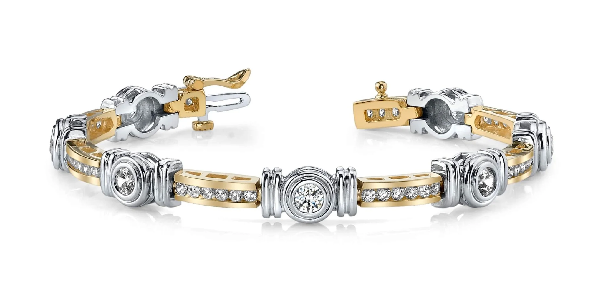 Channel And Bezel Set Fashion Diamond Bracelet with 3.09 ct.(finished) 2mm, 4mm - Image 3