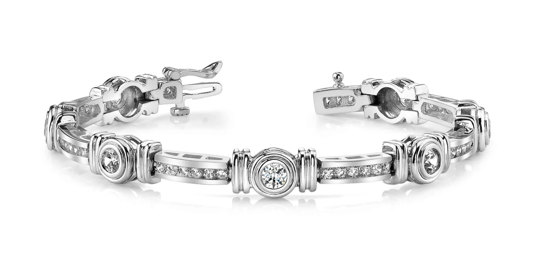 Channel And Bezel Set Fashion Lab-Grown Diamond Bracelet with 3.09 ct.(finished) 2mm, 4mm - Image 4