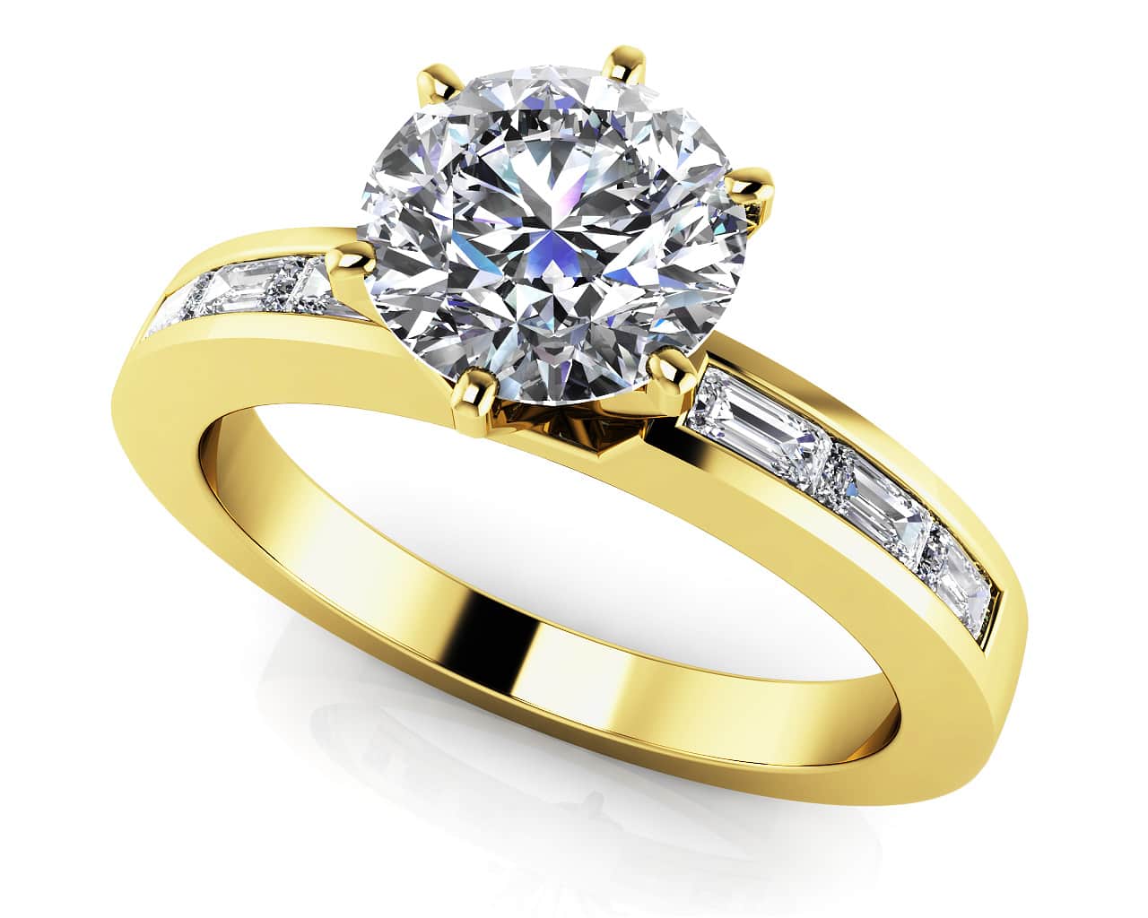 Channel Baguette Diamond Ring Lab-Grown Diamond  with 0.80 ct. (0.50 ct. center diamond) - Image 2