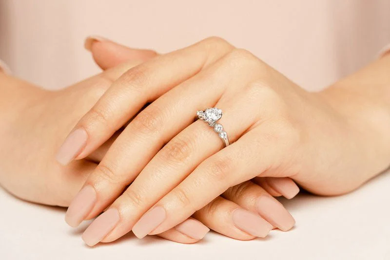 Channel Band Diamond Engagement Ring with 1.03 ct. (0.75 ct. center diamond) - Image 3
