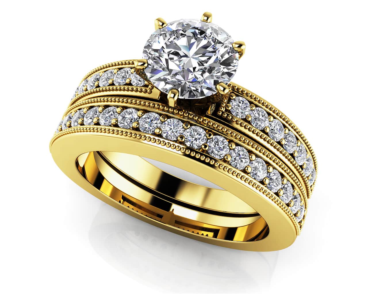 Channel Diamond Bridal Set In Diamond  with 2.29 ct. (2.00 ct. center diamond) - Image 2