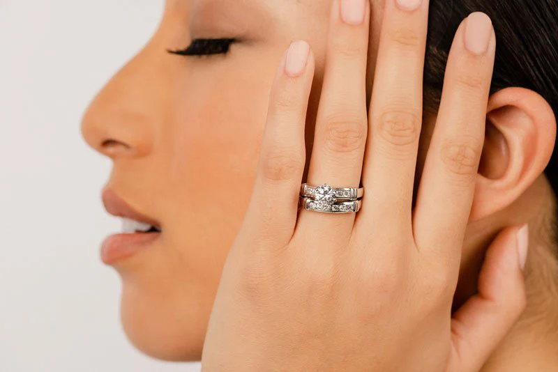 Channel Diamond Flanked Lab-Grown Diamond Bridal Set with 1.41 ct. (1.00 ct. center diamond) - Image 4