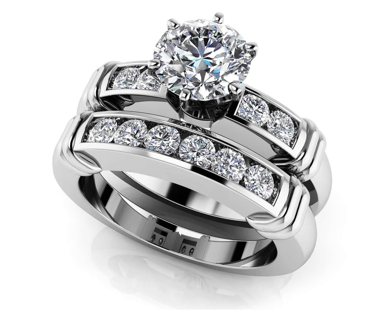 Channel Diamond Flanked Lab-Grown Diamond Bridal Set with 2.41 ct. (2.00 ct. center diamond)