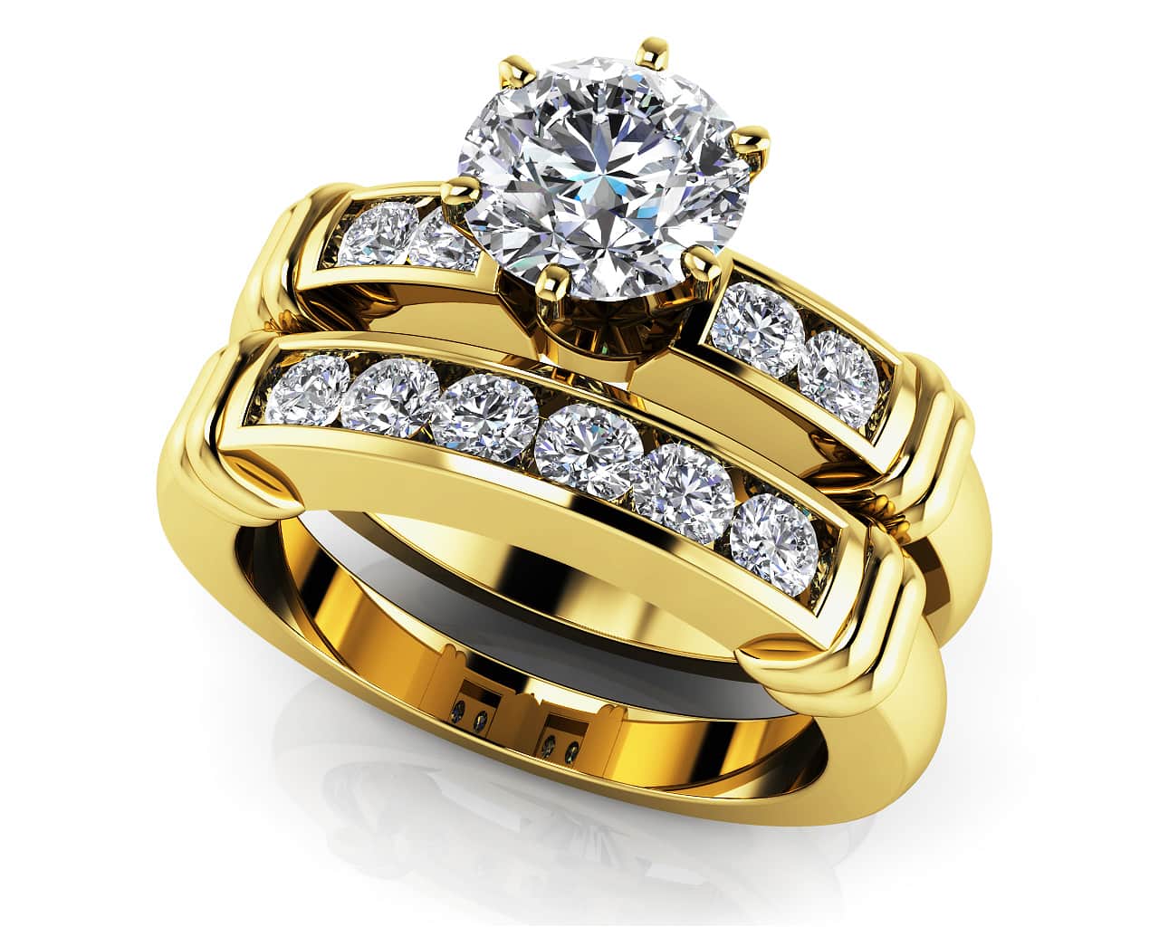 Channel Diamond Flanked Lab-Grown Diamond Bridal Set with 2.41 ct. (2.00 ct. center diamond) - Image 2