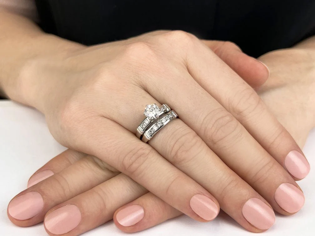 Channel Diamond Flanked Lab-Grown Diamond Bridal Set with 2.41 ct. (2.00 ct. center diamond) - Image 3