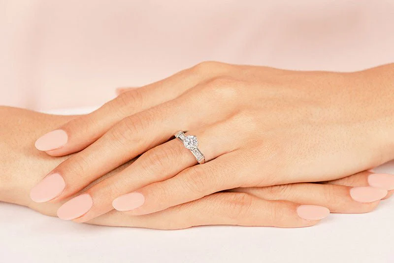 Channel Diamond Flanked Diamond Engagement Ring with 1.41 ct. (1.25 ct. center diamond) - Image 3