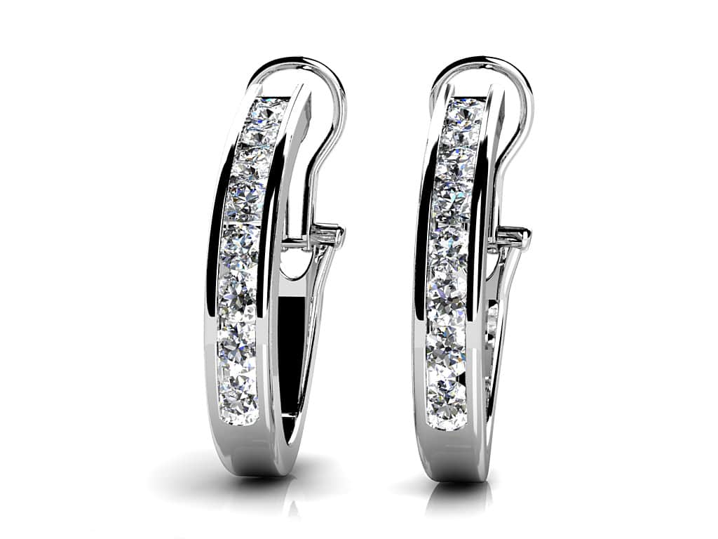 Channel Set Lab-Grown Diamond Hoop Earrings with 0.24 ct.(finished) 1.6mm
