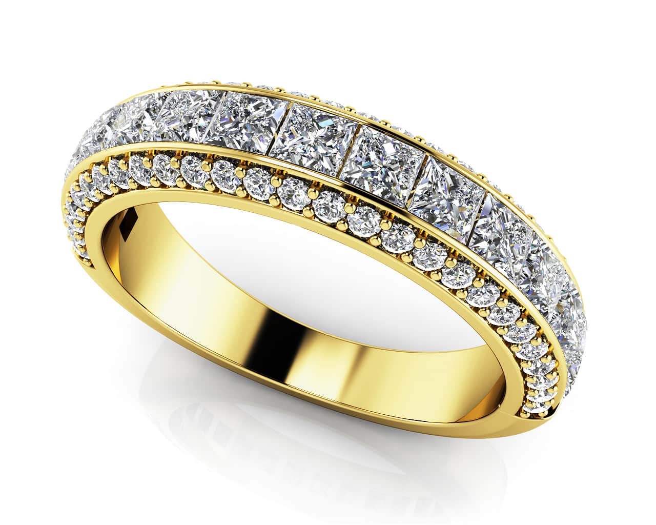 Channel Set Princess And Round Anniversary Diamond Ring with 3.00 ct.(finished) 1.7mm, 3.5mm - Image 2