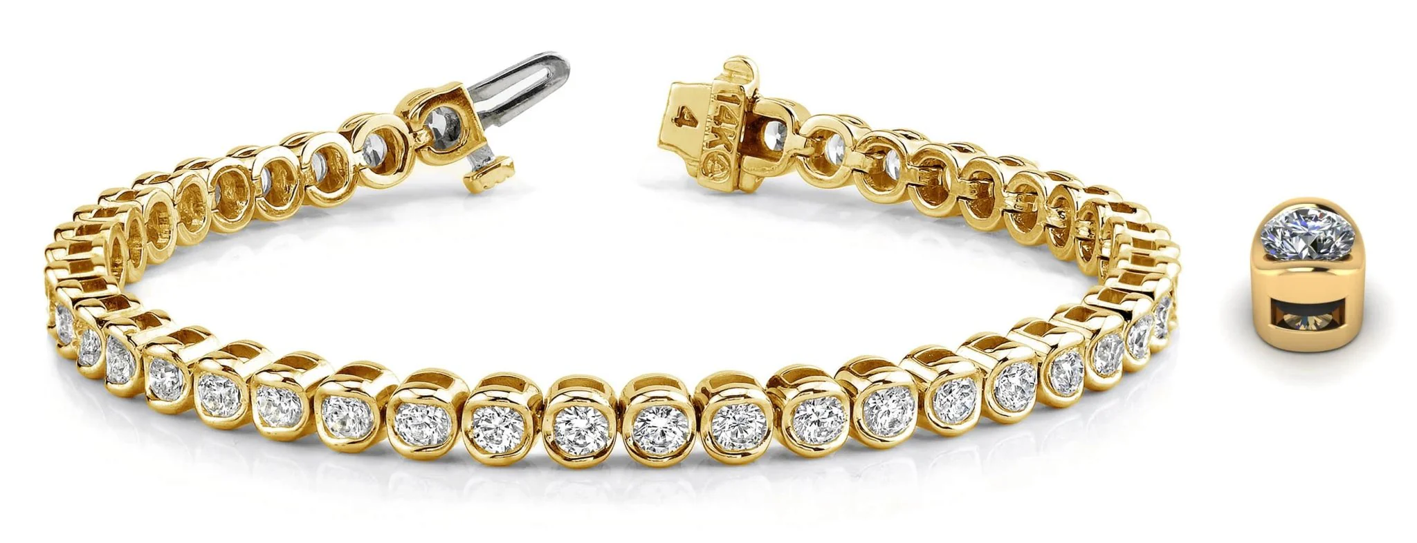 Channel Set Round Diamond Tennis Bracelet with 2.13 ct.(finished) 2.2mm - Image 5