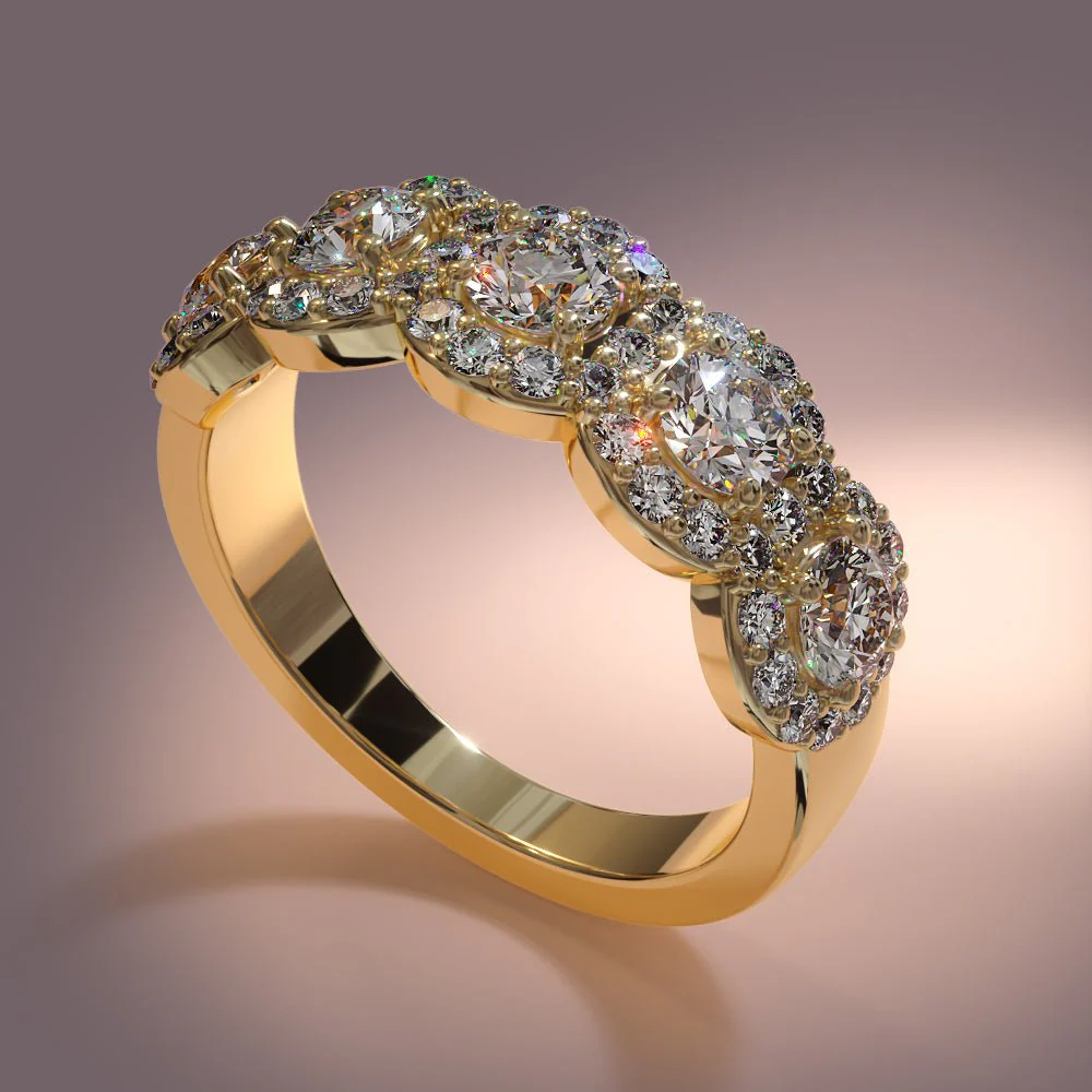 Charming Flowers Anniversary Band Lab-Grown Diamond  with 1.08 ct.(finished) 1.3mm, 3.2mm - Image 5