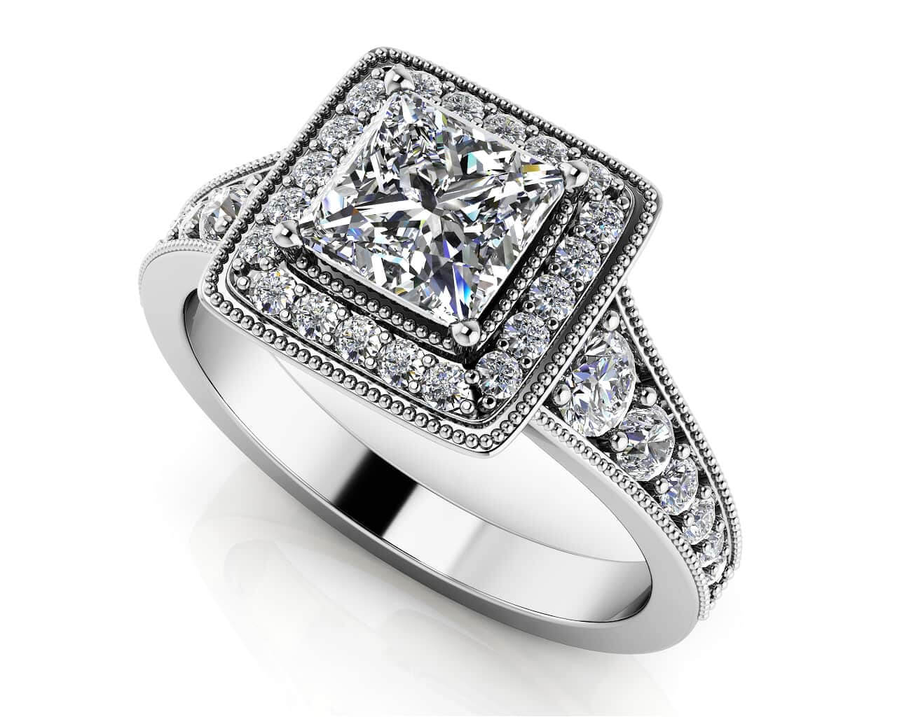 Charming Princess Lab-Grown Diamond Engagement Ring with 1.82 ct. (1.25 ct. center diamond)