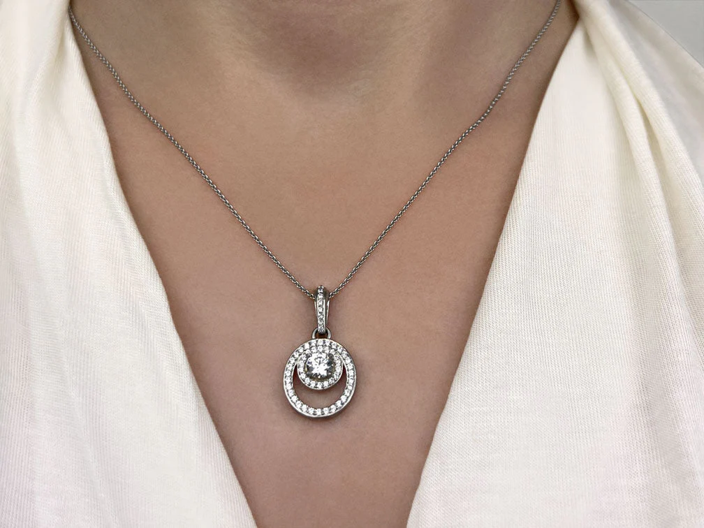 Circle And Oval Diamond Pendant with 1.33 ct.(finished) 1.1mm, 1.4mm, 5.5mm - Image 3