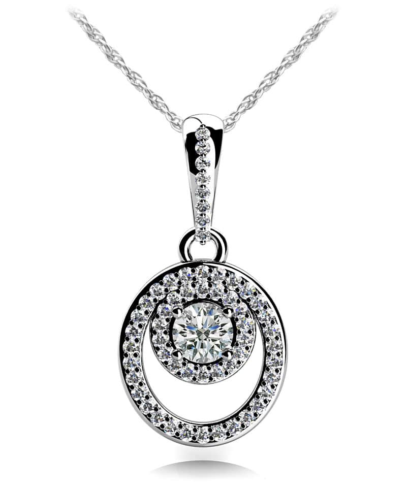 Circle And Oval Lab-Grown Diamond Pendant with 0.94 ct.(finished) 1.1mm, 1.2mm, 5mm