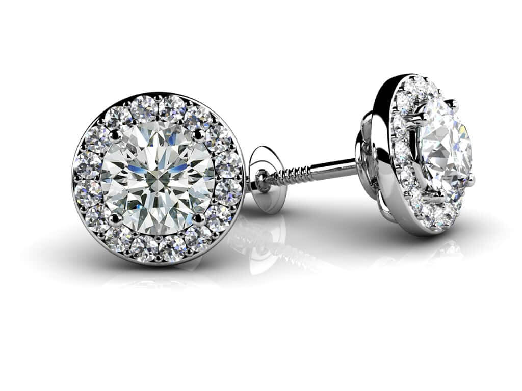 Circle Designer Lab-Grown Diamond Stud Earrings with 1.22 ct. (2X0.50 ct. center diamonds)