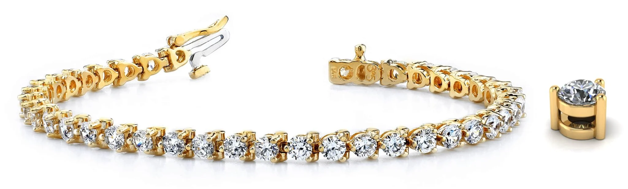 Classic 3 Prong Diamond Tennis Bracelet with 2.16 ct.(finished) 2.0mm - Image 5