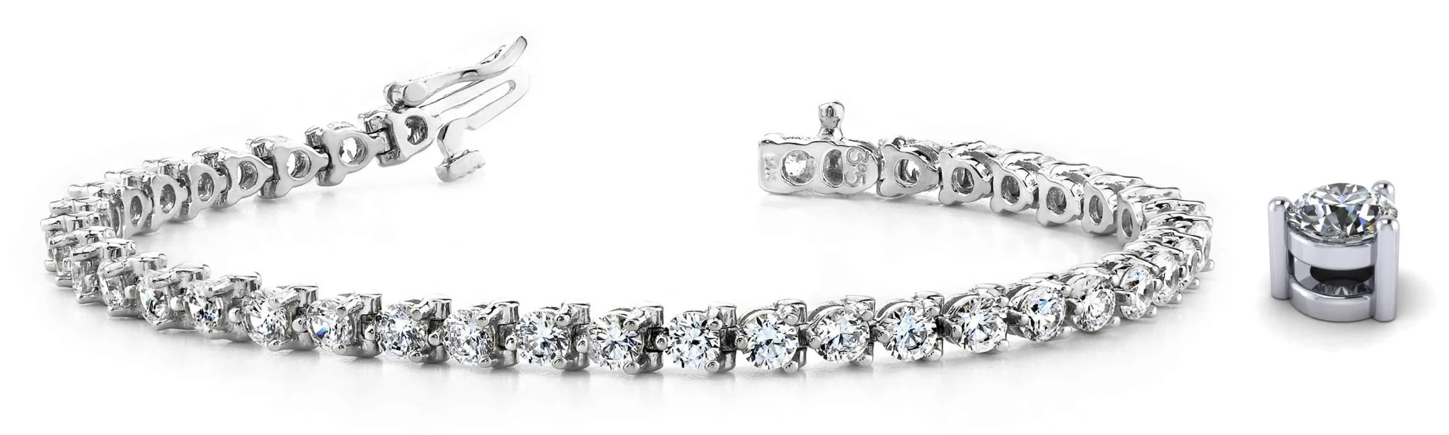 Classic 3 Prong Diamond Tennis Bracelet with 4.00 ct.(finished) 3.0mm - Image 4