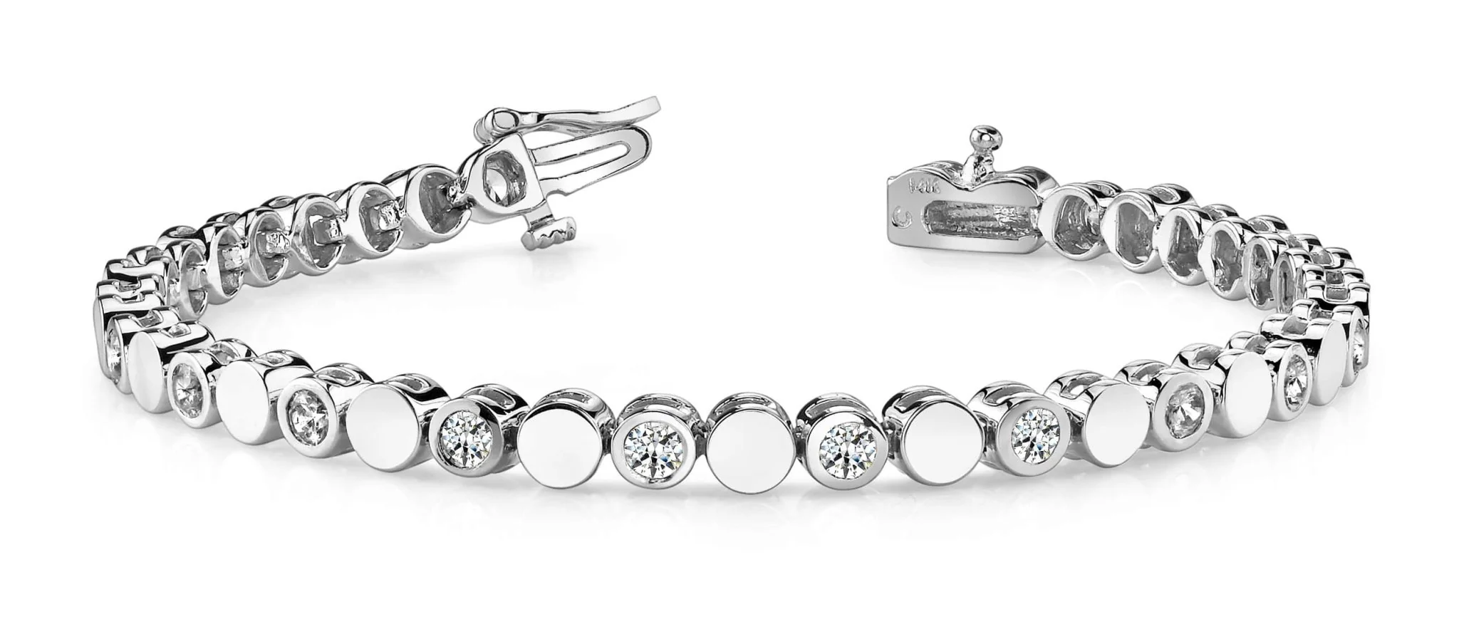 Classic Alternating Circle And Diamond Bracelet with 1.90 ct.(finished) 3.0mm - Image 4