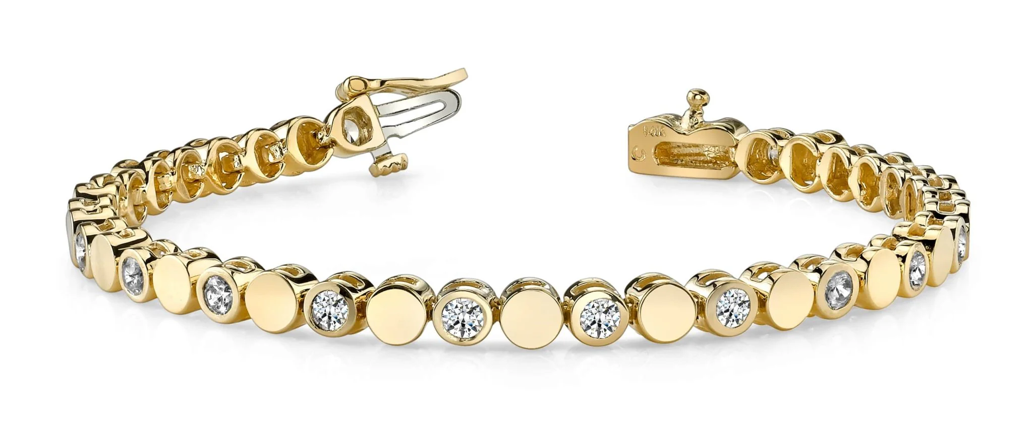 Classic Alternating Circle And Lab-Grown Diamond Bracelet with 0.96 ct.(finished) 2.25mm - Image 3