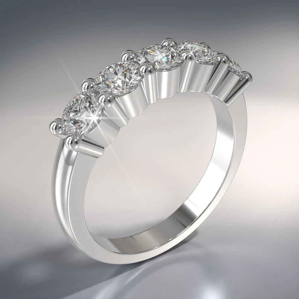 Classic Brilliant Five Stone Anniversary Diamond Ring with 2.50 ct.(finished) 5mm - Image 4