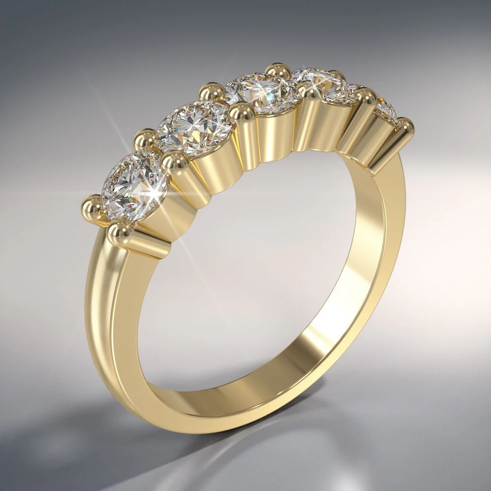 Classic Brilliant Five Stone Anniversary Diamond Ring with 2.50 ct.(finished) 5mm - Image 5