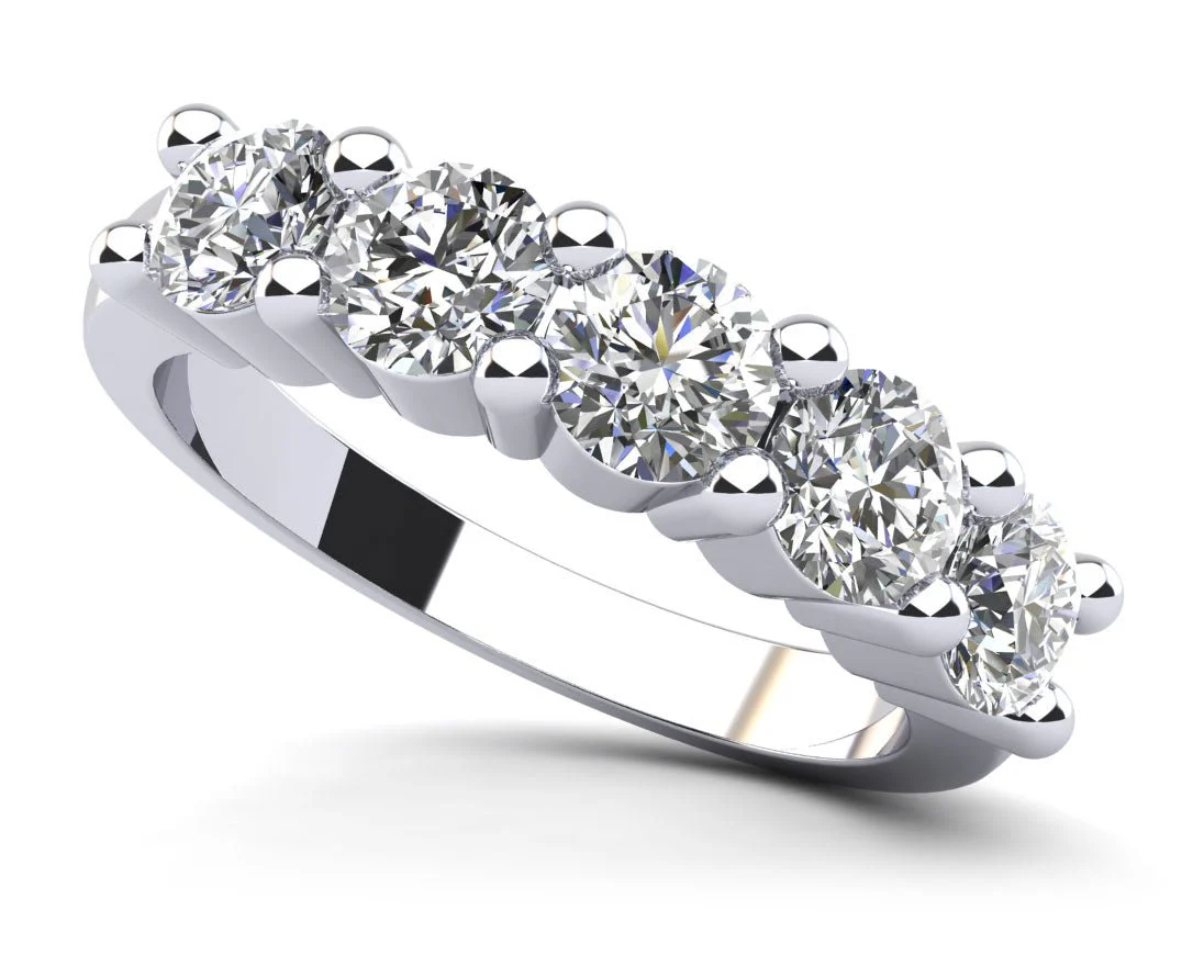 Classic Brilliant Five Stone Lab-Grown Diamond Anniversary Ring with 1.50 ct.(finished) 4.3mm