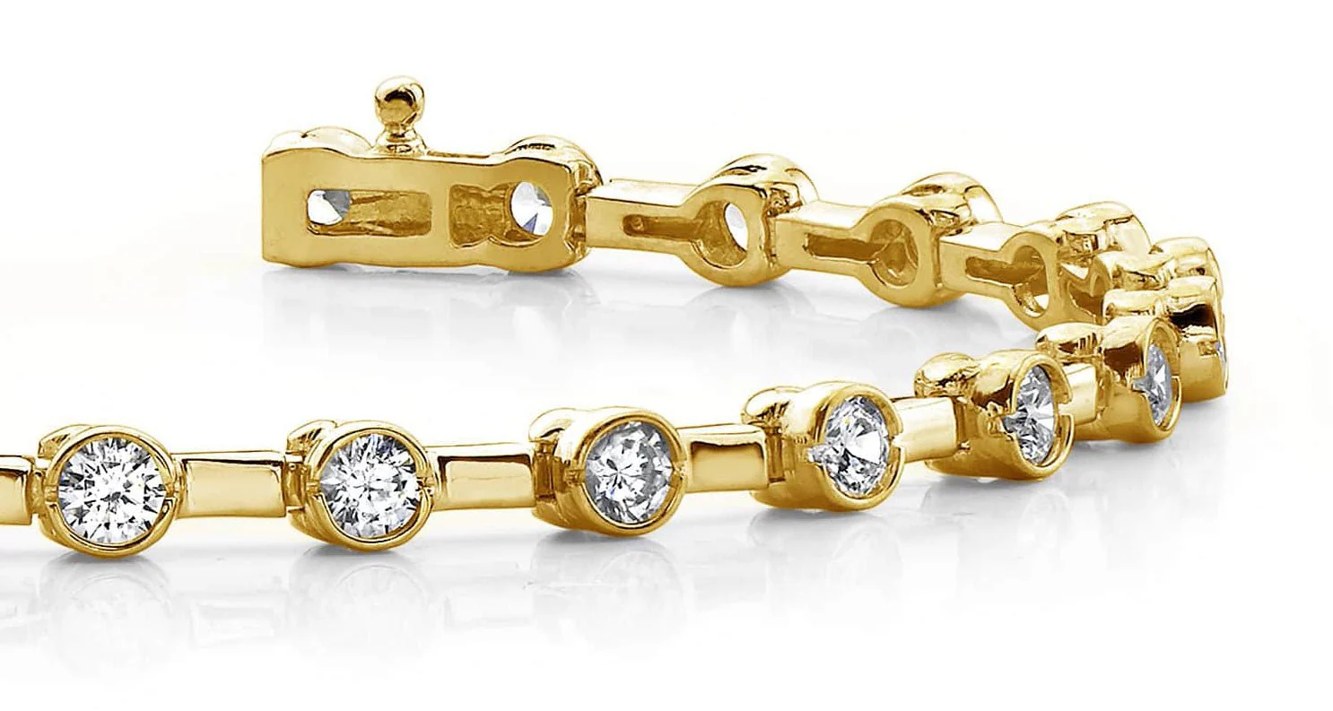 Classic Column Link Bezel Set Lab-Grown Diamond Bracelet with 1.51 ct.(finished) 2.4mm - Image 2