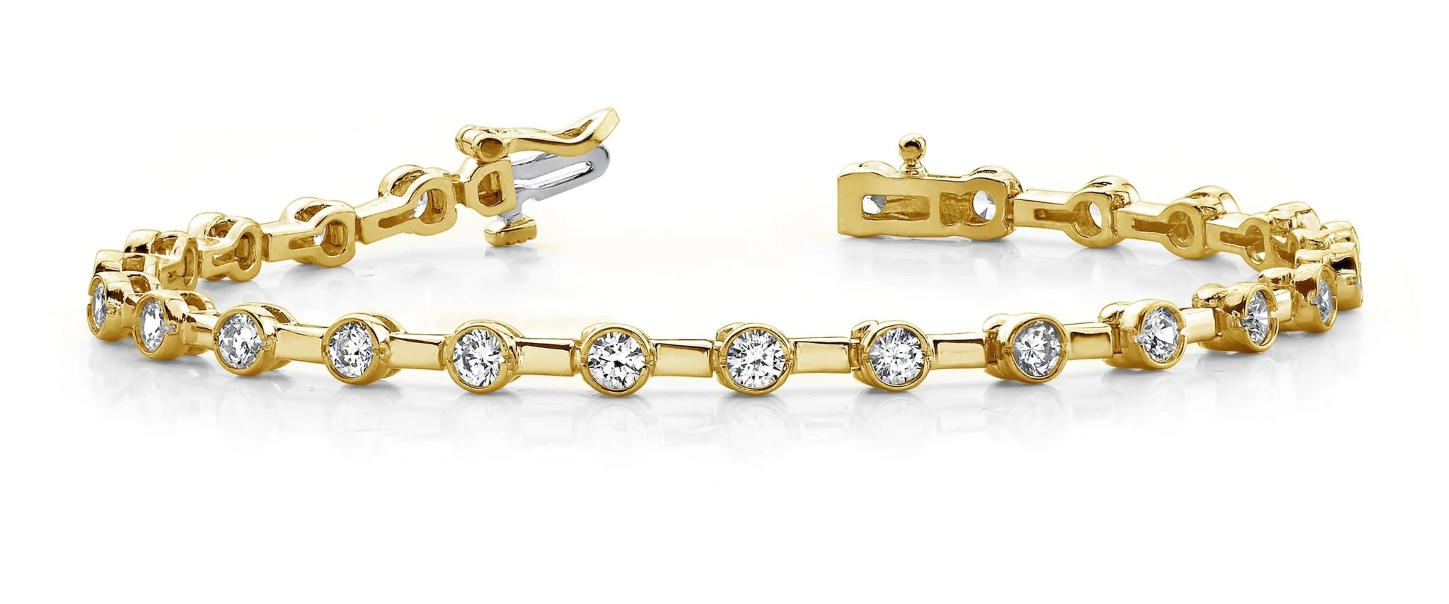 Classic Column Link Bezel Set Lab-Grown Diamond Bracelet with 1.51 ct.(finished) 2.4mm - Image 5