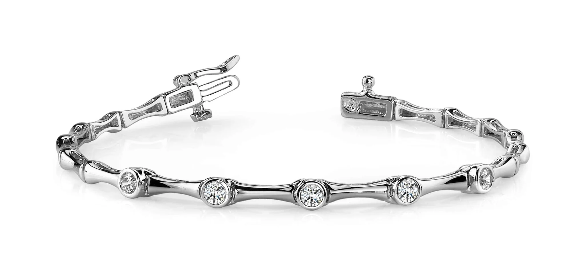 Classic Column Link Five Diamond Bracelet with 0.50 ct.(finished) 3mm - Image 4